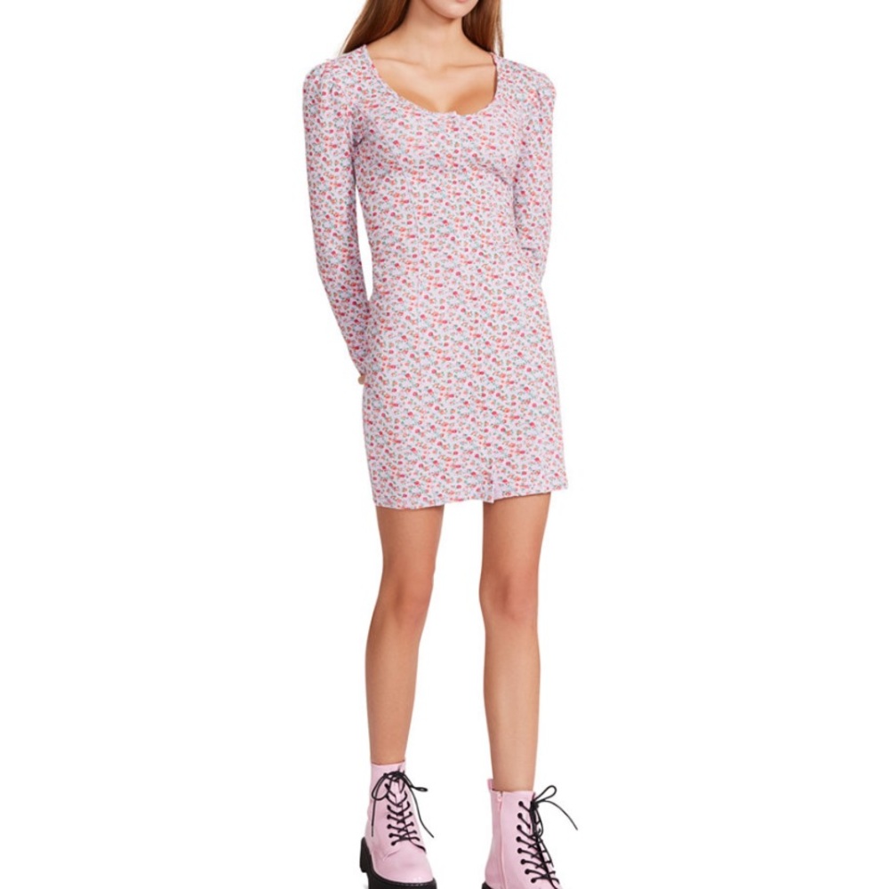 Waffle-Knit Snap-Front Dress-Mauve